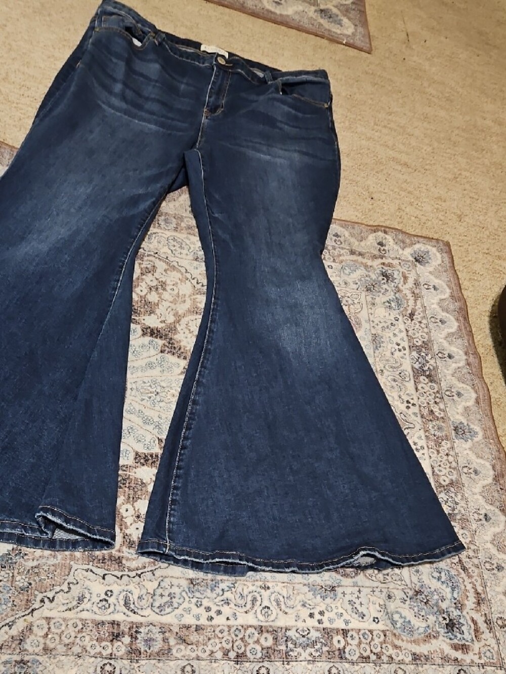 Eloquii Indigo Wide-Leg Flare Jeans - Picture 3 of 10